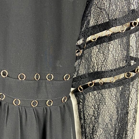 ASOS WAREHOUSE | Long Lace Sleeves Skater Dress in Black 4 - Picture 5 of 11